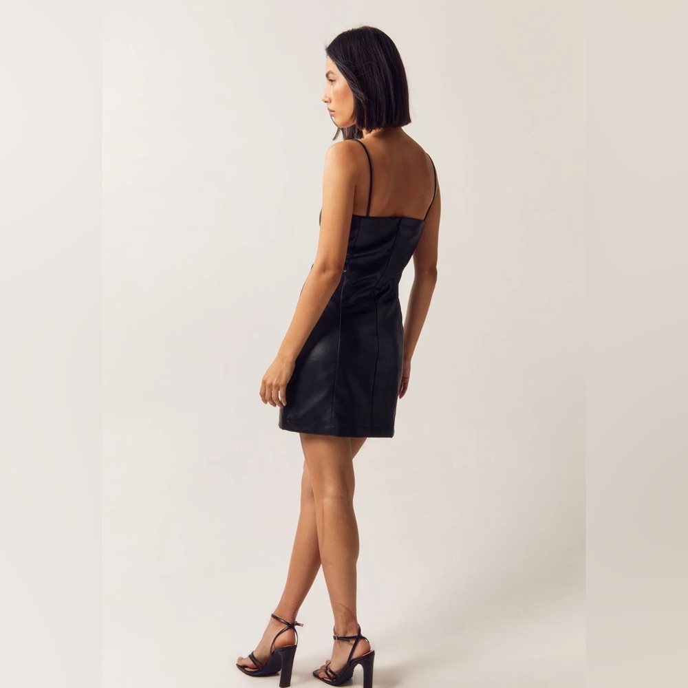 Nasty Gal Faux Leather Strappy Mini Dress | Black | Size US 4 | NWT - Picture 4 of 4